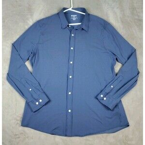 Rhone Commuter Slim Fit Men's 2XL Blue Micro Dot Italian Fabric Shirt Stretch